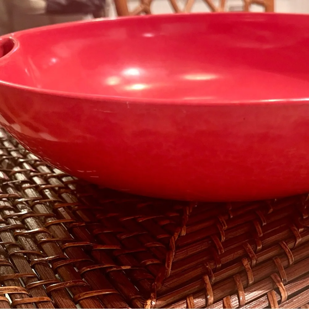 Orange BRANCHELL Vtg. Double Handle Serving Bowl - beautiful condition & color!!